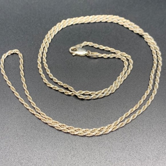 Sterling Silver 925 Italy Solid 1.5mm Rope Chain w/ Lobster Claw Clasp 25" Long - Picture 3 of 9